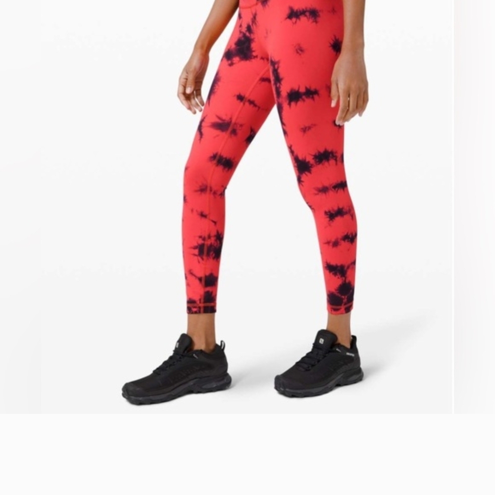 Lululemon Wunder Train HR Tight Carnation Red & Black Size 12 NWT